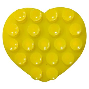 Heart-Shaped Double-Sided Silicone Suction Cup Holder for Smartphones - Yellow