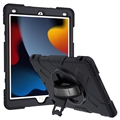 iPad 10.2 2019/2020/2021 Case Heavy Duty 360 s ručním popruhem - černá