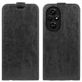 Honor 200 Pro Vertikální Flipové Pouzdro se Slotem pro Kartu - Černé