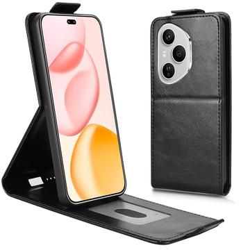 Honor 400 Pro Vertical Flip Case with Stand - Black