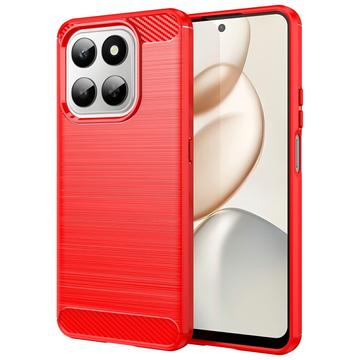 Honor 400 Smart/X7d 4G Brushed TPU Case - Carbon Fiber - Red