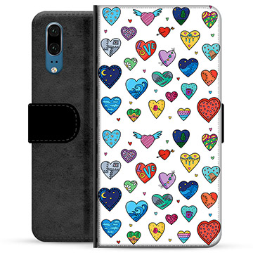 Prémiové peněženkové pouzdro Huawei P20 - Hearts