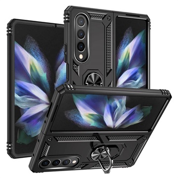 Samsung Galaxy Z Fold4 Hybridní Pouzdro s Kovovým Stonkem - Černá