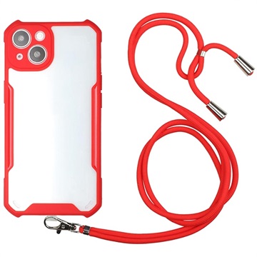 Hybridní pouzdro iPhone 13 s Lanyard - červená