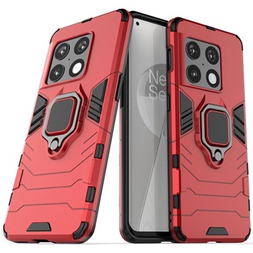 Hybridní pouzdro OnePlus 10 Pro s držákem prstenu - červená