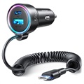 Joyroom JR-CL07 3-in-1 Kabelová nabíječka rychlého automobilu 55W-USB-C-Černá