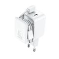 Joyroom JR-TCL05 45W GaN Wall Charger with Dual USB-C Ports & Cable Organizer – White