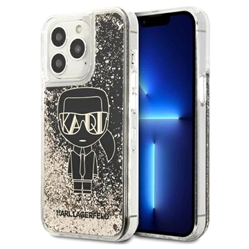 Karl Lagerfeld Gatsby Liquid Glitter iPhone 13 Pro pouzdro - černá