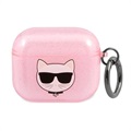 Karl Lagerfeld Glitter Choupette Head AirPods 3 TPU pouzdro - růžová