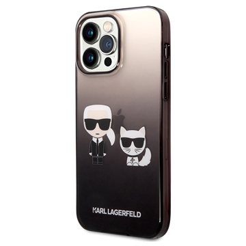 Karl Lagerfeld Gradient Karl & Choupette iPhone 14 Pro Max Pouzdro - Černé