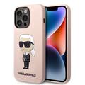 iPhone 15 Pro Max Karl Lagerfeld Ikonik Silicone pouzdro - Růžový