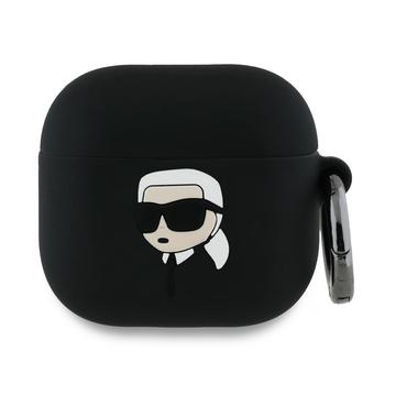 AirPods 4 Karl Lagerfeld Karl Head 3D Silikonové Pouzdro - Černé