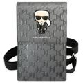 Karl Lagerfeld Monogram Ikonik Smartphone Taška přes Rameno - stříbrný