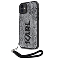 iPhone 11 Karl Lagerfeld Reversible Sequins Pouzdro - Černo / Stříbrné