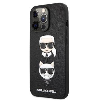 Karl Lagerfeld Saffiano K&C Heads iPhone 13 Pro pouzdro - černá