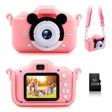 Dětský digitální fotoaparát s 32 GB paměťovou kartou - růžová