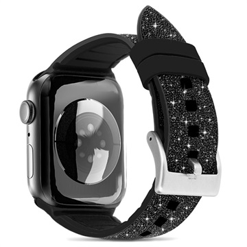 Kingxbar Crystal Fabric Apple Watch Ultra 2/Ultra/9/8/SE (2022)/7/SE/6/5/4/3/2/1 popruh - 45 mm/44 mm/42 mm - černá