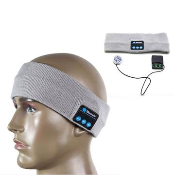 Knitted Bluetooth Headband for Sports, Hands-Free Calls - Light Grey