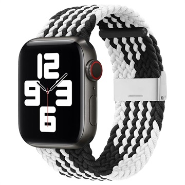 Apple Watch Series Ultra 3/2/Ultra/11/10/9/8/SE 3/(2022)/7/SE/6/5/4/3/2/1 pletený popruh - 49mm/46mm/45mm/44mm/42mm - černá/bílá