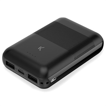 KSIX SLIM USB -C a 2xusb Power Bank - 10000 mAh - Black