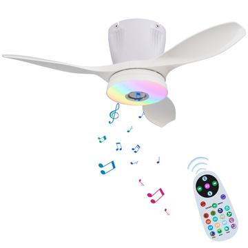 LEC016R RGB Ceiling Fan Light with Bluetooth Speaker - White