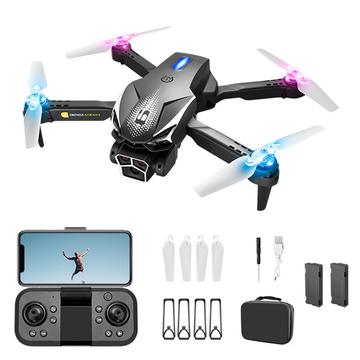 LU600 Foldable Obstacle-Avoidance RC Drone with Cool Light - Black