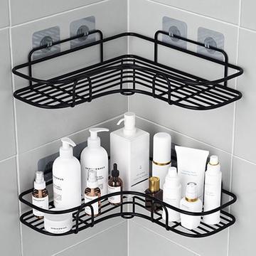 Large Metal No-Drill Bathroom Corner Shelf - Black