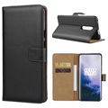 OnePlus 7 Pro kožená peněženka se stojanem - černá