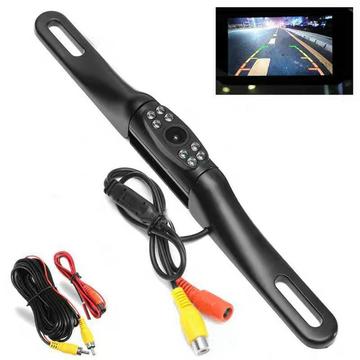 License Plate Frame Car Camera with Wide-Angle Lens - Black
