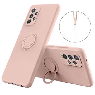 Samsung Galaxy A33 5G Kapalina Silikonový pouzdro s držákem prstenu - růžová