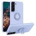 Samsung Galaxy S22 5G Kapalina Silikonový pouzdro s držákem prstenu - fialová