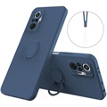 Xiaomi Redmi Note 10 Pro Liquid Silicone pouzdro s držákem prstenu - modrá