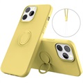 IPhone 13 Pro Liquid Silicone pouzdro s držákem prstenu - žlutá