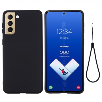 Tekuté silikonové pouzdro na Samsung Galaxy S21 FE 5G - Černé