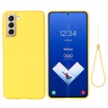 Tekuté silikonové pouzdro na Samsung Galaxy S21 FE 5G - Žlutá