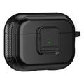 Magnetické pouzdro pro Apple AirPods Pro , kryt Bluetooth sluchátek TPU s přezkou a karabinou - černé
