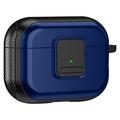 Magnetické pouzdro pro Apple AirPods Pro , kryt Bluetooth sluchátek TPU s přezkou a karabinou - černá + modrá