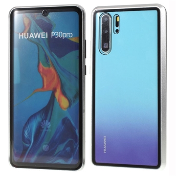 Magnetické Pouzdro s Tvrzeným Sklem pro Huawei P30 Pro - Stříbrný