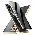 Samsung Galaxy S23 Ultra 5G Magnetické Pouzdro s Tvrzeným Sklem - Soukromí - Zlato
