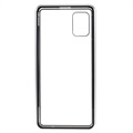 Magnetické pouzdro Samsung Galaxy A51 s temperovaným sklem - stříbrné