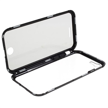 iPhone 7/8/SE (2020)/SE (2022) Magnetické pouzdro s temperovaným sklem - černé