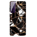 Mramorový vzorec elektropocitný IMD Samsung Galaxy S21 Fe 5G TPU pouzdro - Černá