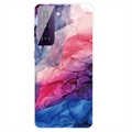 Mramorový vzorec elektropocitný IMD Samsung Galaxy S21 Fe 5G TPU pouzdro - Modrá / Růžová