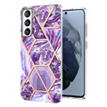 Mramorový vzorec elektropocitný IMD Samsung Galaxy S21 Fe 5G TPU pouzdro - Purple