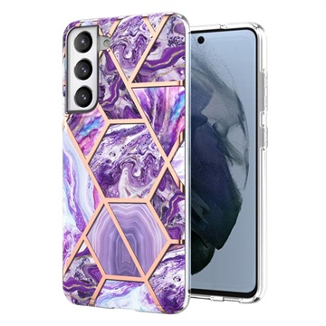 Mramorový vzorec elektropocitný IMD Samsung Galaxy S21 Fe 5G TPU pouzdro - Purple