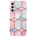 Mramorový vzor Samsung Galaxy S22 5G TPU Case - Růžový / Cyan
