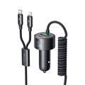 Mcdodo CC-037 120W Dual-Port Car Charger with USB-C and Lightning Cables - Black
