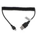 Spirálový kabel micro USB - černý - 0,5m -1,2 m