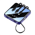 Mini Power Bank 10000MAH - 2x USB, Lightning, USB -C, MicrousB - Blue