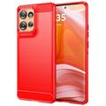 Motorola Edge 50 Pouzdro z Kartáčovaného TPU - Uhlíkové Vlákno - Červené